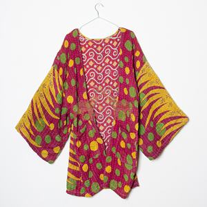 Nouvelle arrivée, robe kimono en coton de style traditionnel Kantha, veste vintage, robe bohème pour femmes - Product Image 5