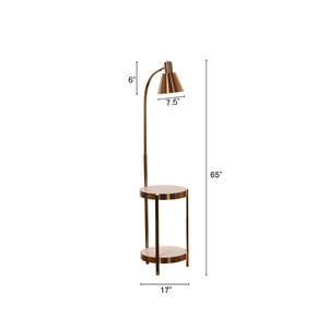 Lámpara de pie dorada con mesa, luz de pie industrial moderna, bandejas laterales de mármol de lujo, pantalla de inspiración vintage, iluminación de trabajo - Product Image 4