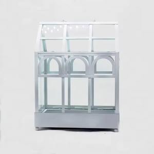 Terrario de vidrio con marco de metal en forma de Casa Blanca de gran tamaño, macetero decorativo para el hogar, oficina, cafetería y entrada, estilo indio. - Product Image 1