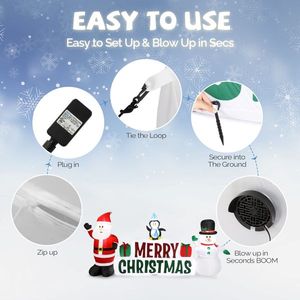 9.8 FT Lighted Christmas Inflatable Santa Claus & Snowman Funny Blow Outdoor Holiday Yard Decorations Merry Christmas Sign - Product Image 2