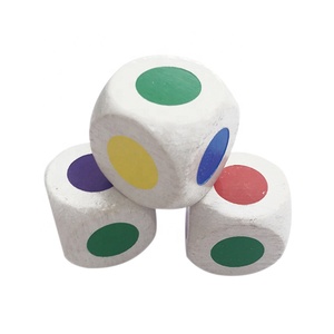 30mm Wooden Round Corner White <b>Dice</b> Color Dot - Product Image 2