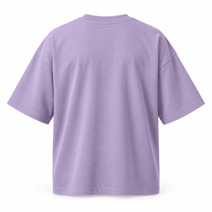 T-shirt décontracté pour homme, coupe oversize, manches courtes, col rond, violet uni - Product Image 5