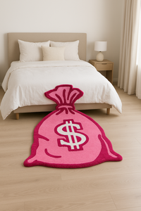 Tapis en laine tufté à la main, abstrait et ondulé, moderne et personnalisé, rose et blanc, pour salon, MOQ 1 pièce, tapis abstrait élégant pour la maison - Product Image 1