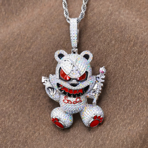 Nuevo Colgante de Oso Violento con Garras, Estilo Hip Hop, Joyería de Rapero, Diseño de Dibujos Animados, Plata 925 con Baño de Rodio, Moissanita VVS - Product Image 2