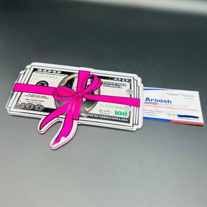 Custom Acrylic Dollar Bill Eyelash Tile Palette Clear 100 Dollar Stack Lash Extension <b>Holder</b> Pink Ribbon <b>Bow</b> Lash Tech Display - Product Image 6