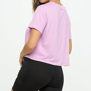 T-shirt à manches courtes pour femmes, débardeur basique décontracté d'été, tissu extensible doux, vêtements en gros - Product Image 5