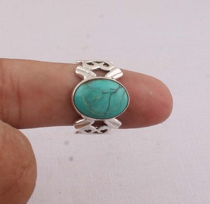 Natural Turquoise <b>Ring</b> 925 Sterling Silver Vintage Style Genuine Blue Gemstone <b>Ring</b> for Women Handcrafted <b>Boho</b> Ethnic Jewelry - Product Image 1