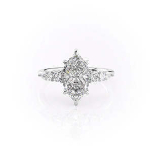 Anillo de Plata 925 con Tres Diamantes de Moissanita Corte Marquesa, Regalo Especial de Aniversario para Mujer - Product Image 5