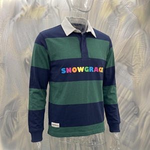 เสื้อโปโลแขนยาวลายทาง Snowgrace ปกคอปกปักโลโก้ แขนยาวทรงปกติ เสื้อผ้าผู้ชายสำหรับผู้ใหญ่ - Product Image 2