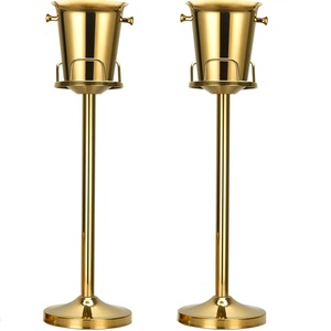 Cubo de Hielo Metálico de Lujo con Asas de Cabeza de Ciervo, Enfriador de Vino y Champán Plateado Pulido para Bar y Decoración Navideña - Product Image 2
