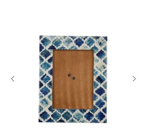 Moroccan Pattern Bone & Resin Photo <b>Frame</b> Rectangular Blue White Wall <b>Mount</b> Vertical Orientation Digital Printing 4 Color - Product Image 5