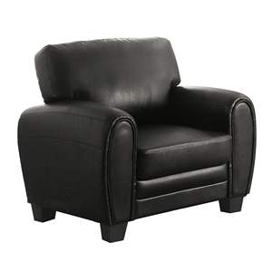 Modern <b>Retro</b> Styling 1pc Black Faux Leather Cover Living Room <b>Chair</b> Modern Home Furniture - Product Image 2