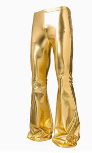 Pantalon Golden Flare pour homme, taille haute, élastique, style formel, 100 % polyester, tissé mi-lourd, pantalon en molleton pour homme - Product Image 2