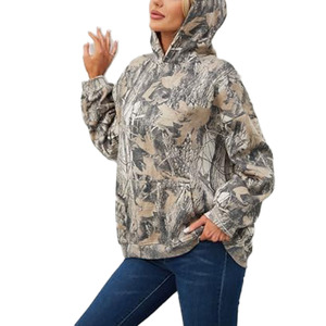 Sudadera con Capucha con Estampado de Camuflaje, Corte Holgado, Manga Regular, Tejida, Informal, Unisex, para Otoño, Transpirable, con Bolsillos - Product Image 4