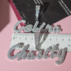 Collar con Nombre Personalizado de Moissanita Plateada, Colgante de Letra con Incrustaciones, Joyería Hip Hop, Cadena de Tenis con Nombre Personalizado, Regalo para Fiestas, Unisex - Product Image 3