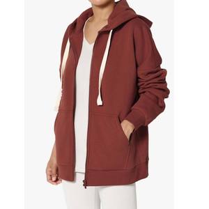 Sweat-shirt décontracté pour femme, coupe oversize, à manches longues, avec fermeture éclair, longueur intégrale, à capuche - Product Image 2