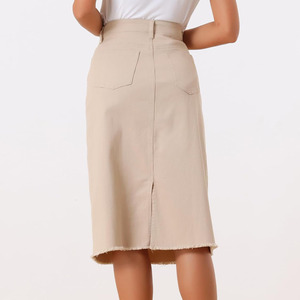 High Waist Style Women's Latest Denim Fabrict <b>Large</b> Size Cotton Breathable Women Denim Skirt For Online sale in low price - Product Image 6