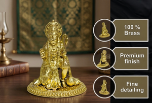 พระฮันมูนนั่งเคลือบทองเหลืองแท้จาก Jaipur Metals |   ทองเหลืองแท้ 100% |   7 x 5 x 8 ซม. |   157 กรัม |   พูจา, ของตกแต่งบ้านและของขวัญ - Product Image 2