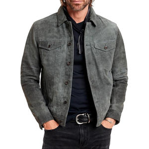 Chaqueta de Cuero de Gamuza de Invierno de Último Diseño para Hombre, Ropa Casual, Cuello Alto, Logotipo Frontal, Diseño Personalizado - Product Image 3