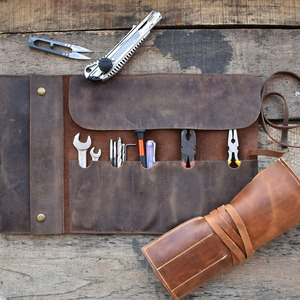 High quality leather <b>tool</b> <b>roll</b> organizer bags bulk supplier OEM custom premium portable storage export High demand leather <b>tool</b> - Product Image 1