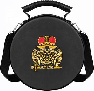 Masonic Crown Cap Case – Imitation Leather <b>Hat</b> <b>Box</b> with Adjustable Shoulder Strap & Foldable Design– Lightweight & Travel-Friend - Product Image 1