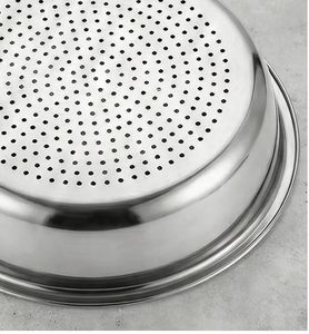Panier passoire multifonction en acier inoxydable avec trous de drainage, passoire de cuisine robuste pour fruits, légumes, riz, pâtes - Product Image 5