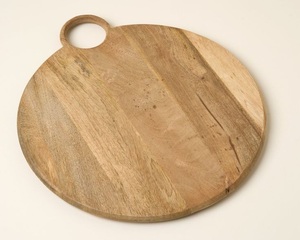 Planche à découper ronde en bois de qualité durable avec finition noyer pour cuisine et maison, idéale pour couper, trancher et hacher, en gros - Product Image 2