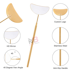 Eyelash <b>Mirror</b> Stainless Steel Custom Design <b>Light</b> weight <b>Makeup</b> <b>Mirror</b> Large Handle Eyelash Extensions Accessories - Product Image 2