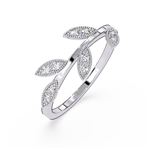 Women's Platinum Marquise Cut Diamond Engagement <b>Ring</b> Romantic Leaf Design GIA Certified Natural Diamonds - Product Image 2