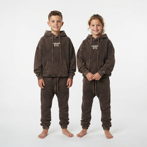Conjunto de chándal vintage para niños con lavado ácido, dos piezas, sudadera oversize con hombros caídos y pantalones jogger, ropa casual urbana, fabricante - Product Image 1
