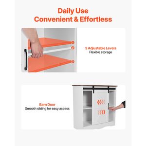 Mobiletto Bar Caffè a 3 Ripiani Stile Rustico 31.5 X 13.8 X 31.5, Mobile Contenitore in Metallo con Porta Scorrevole per Caffetteria - Product Image 6