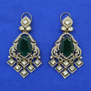 Boucles d'oreilles pendantes classiques Kundan avec cristaux et strass, placage Mehndi pour femmes, anniversaire 353359 - Product Image 4