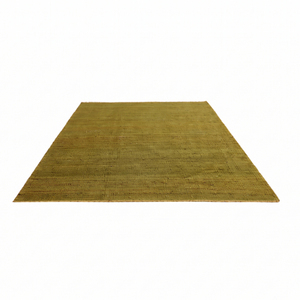 Tapis en laine texturée vert olive, tufté à la main, minimaliste, avec franges, antidérapant, écologique, à poils épais pour salon - Product Image 2
