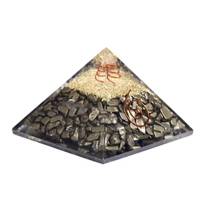 Pirámide de orgón de pirita natural, pirámide hecha a mano con fragmentos de piedras preciosas, cristal de orgonita para meditación - Product Image 5