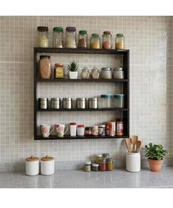 Étagère murale en bois pour cuisine, support à ustensiles multifonctionnel et étagère de rangement pour mur, étagère de cuisine en bois rustique - Product Image 2