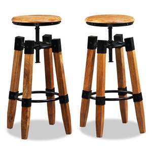 Ensemble de 2 tabourets de bar marron et noir - Product Image 3