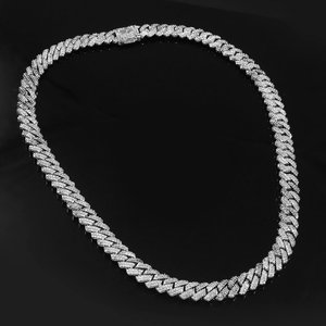 Collar de Cadena de Plata 925 con Baño de Rodio para Hombre, con Diamantes Redondos de Corte Brillante en Engaste de Canal, Lujoso para Uso Diario - Product Image 2