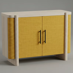 Buffet moderne à 2 portes en chêne massif pour salon - Rangement résistant à l'eau avec design minimaliste - Product Image 1