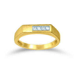Anillo de Oro Sólido de 10K para Hombre con 3 Diamantes Pequeños, Diseño Moderno, Regalo para Él, 0.18ctw, Anillo de Diamantes Simple y Elegante - Product Image 1