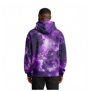 Sweat-shirt à capuche pour homme, violet, sublimation, motif Particle Storm, style streetwear oversize - Product Image 2