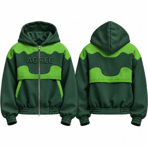 Felpa con cappuccio unisex con zip, giacca streetwear color block in French Terry 100% cotone, tasche, vestibilità regolare, autunnale, nera, per stampa a rilievo - Product Image 3