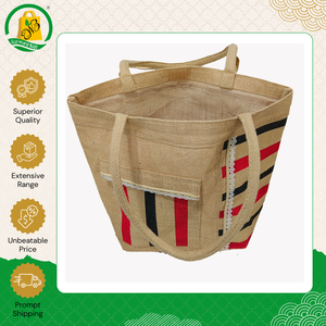 Bolsa de Compras Reutilizable Ecológica de Alta Calidad, Bolsa de Regalo de Yute con Patrón de Letras, Asa de Cinta de Algodón - Product Image 2