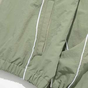 Crescent Wear Unisex Olive Green <b>Racer</b> <b>Jacket</b> Zipper Closure Hooded Collar Breathable Eco-Friendly Windproof Sporty Style - Product Image 4