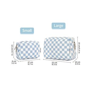 <b>Cute</b> Small Checkered Zipper Pouch Travel Makeup Bag with Compartments for Women Convenient <b>Purse</b> Cosmetic Case - Product Image 4