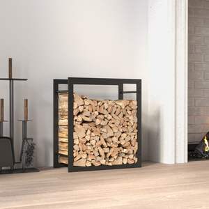 Matt Black Steel Firewood Rack 19.7"x11"x22" for <b>Fireplace</b> Sets & <b>Accessories</b> - Product Image 1