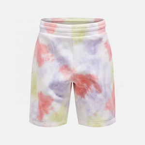 Shorts pour hommes tie-dye taille haute décontractés respirants en maille avec motif couleurs pastel et taille élastique - Product Image 3