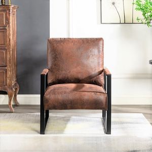 Poltrona Moderna Stile Mid-Century con Robusta Struttura in Metallo Quadrata, Sedia Classica per Casa, Ufficio e Camera da Letto, Arredamento per Soggiorno - Product Image 6