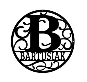 Personalized Round Split Letter Metal Name Sign Custom Monogram Door Hanger Outdoor Family Name <b>Wall</b> Decor - Product Image 2