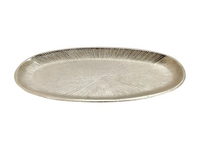 Plateau décoratif ovale en aluminium fait main, motif abstrait, design moderne, multifonctionnel, léger, pour la décoration - Product Image 6