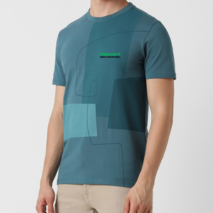 Camiseta de Manga Corta con Estampado Geométrico para Hombre Abbas Industries, Corte Regular, Transpirable, Cuello Redondo, Estilo Casual - Product Image 4